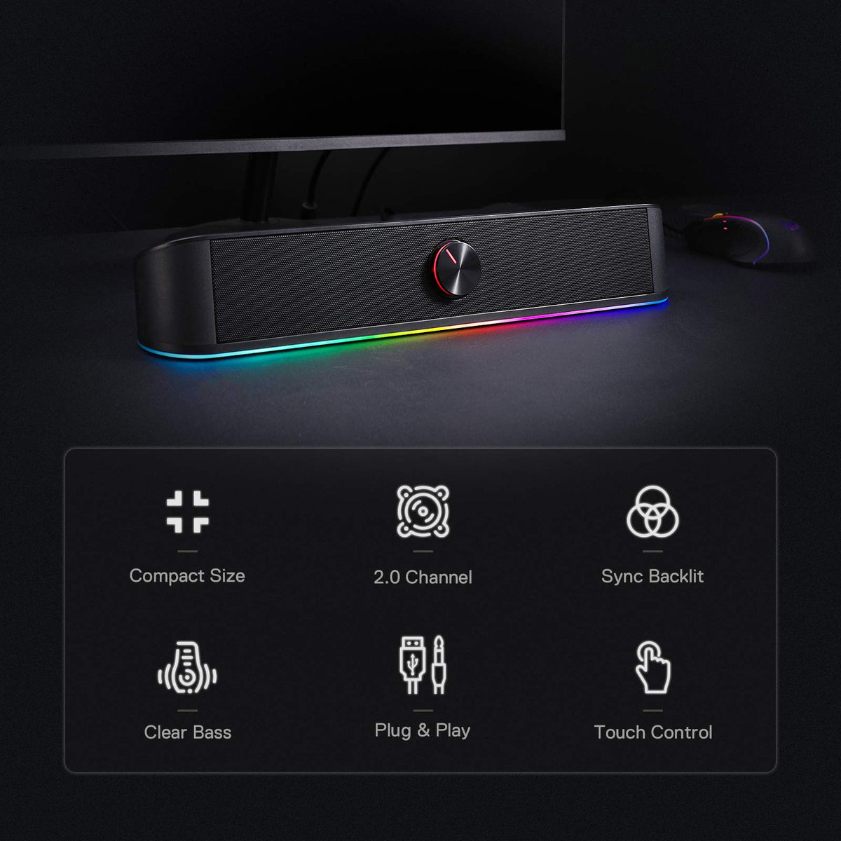 Redragon GS560 RGB Desktop Soundbar – 3 Colors