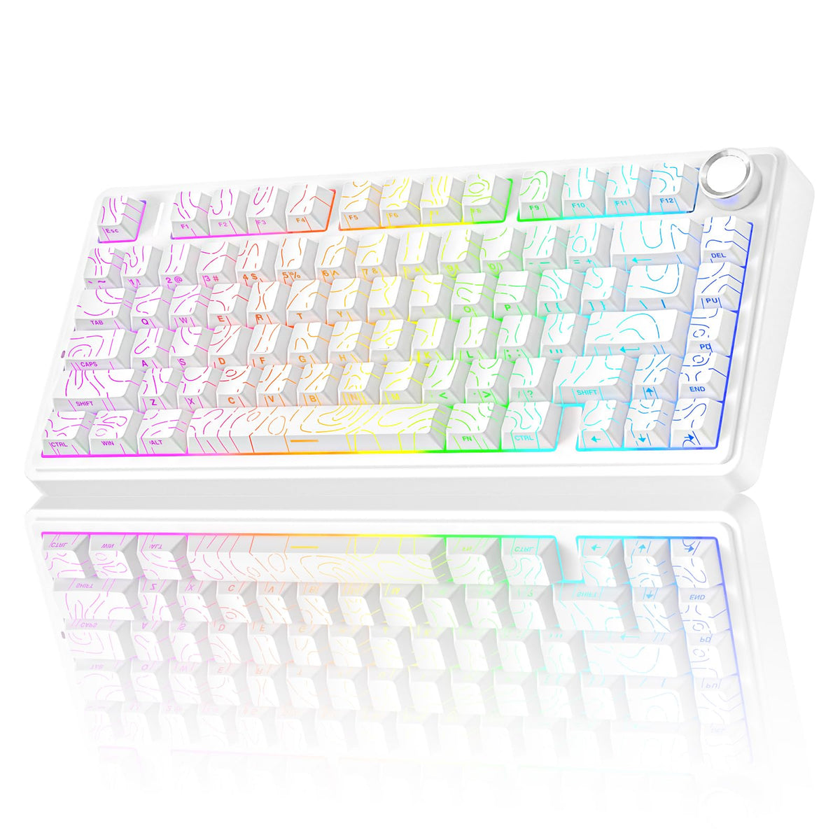 AULA F75 Pro Wireless Mechanical Keyboard,75% Hot Swappable Custom Keyboard with Knob,RGB Backlit,Pre-lubed Reaper Switches,Side Printed PBT Keycaps,2.4GHz/USB-C/BT5.0 Mechanical Gaming Keyboards - Flex Gamingproduct_type