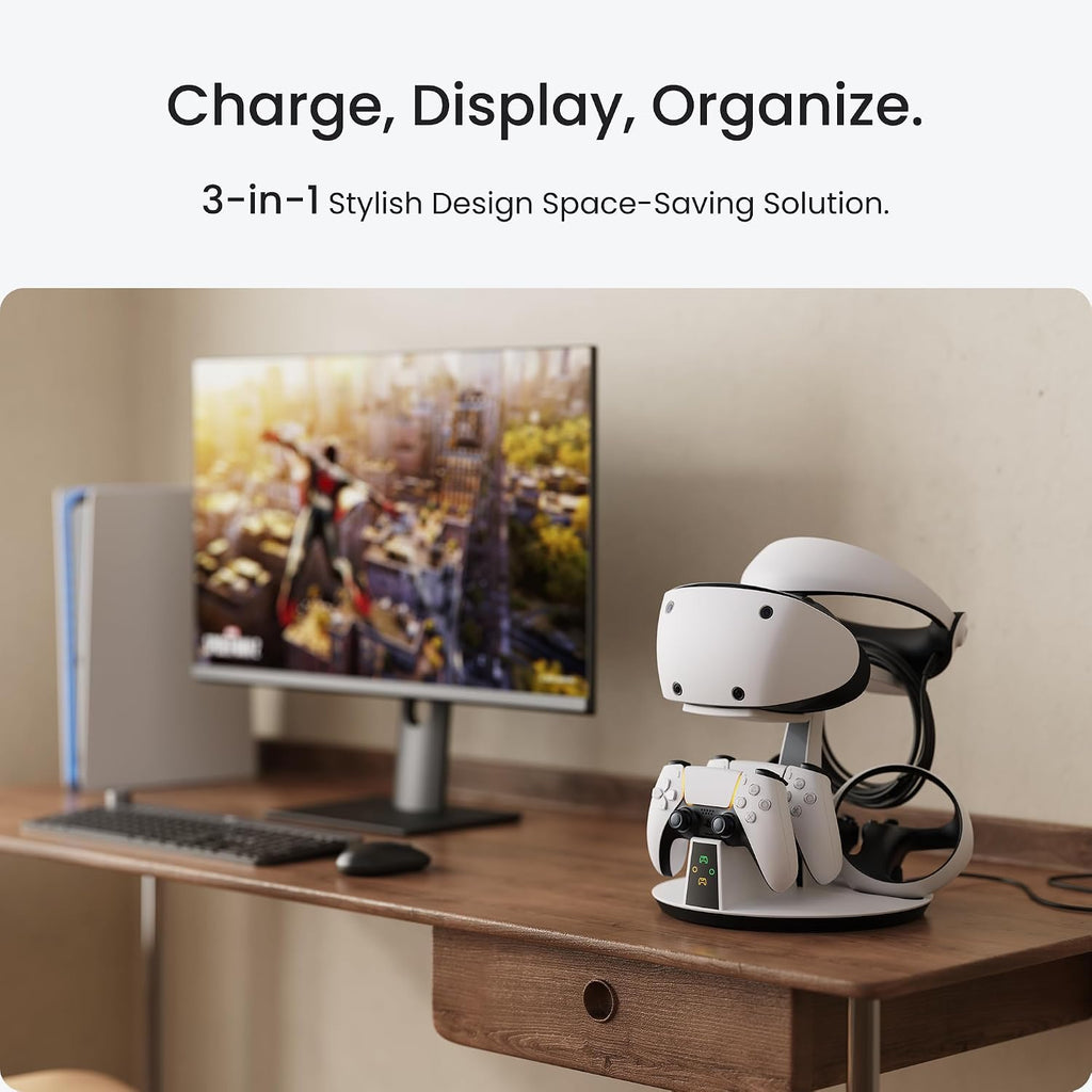 KIWI design D2 3-in-1 Controller Charging Station for PSVR2 and PS5 with VR Display Stand and LED-Charging Indicator - Flex Gamingproduct_type