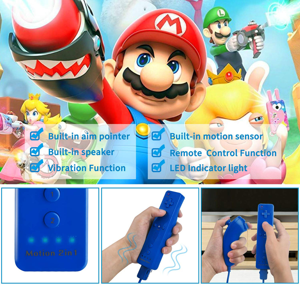 Motion Plus Wii Controllers 2Packs with Nunchucks, Wii Remote Controllers Compatible for wii and Wii U with Built in Motion Plus - Flex Gamingproduct_type
