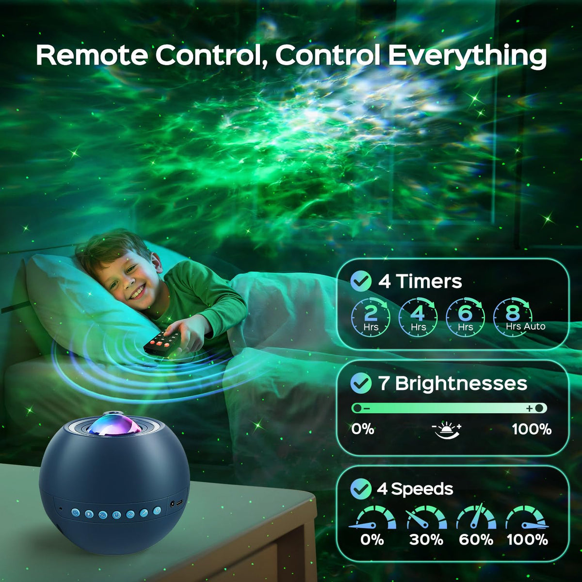 One Fire 360 Game Lights Galaxy Projector Gaming Accessories Gaming Room Decor Green Star Bluetooth Speaker+15 White Noise Man Cave Accessories Cool Gifts for Men Birthday Gift Cool Stuff for Teen Boy - Flex Gamingproduct_type
