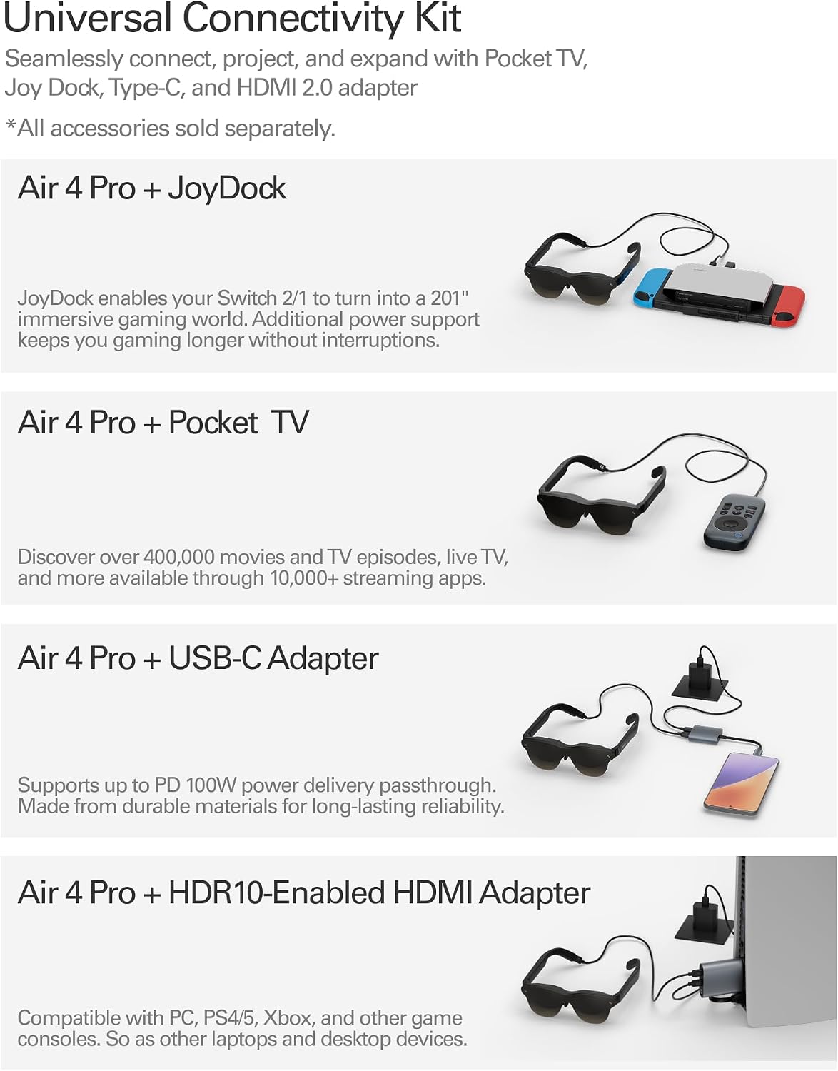 RayNeo Air 4 Pro AR Glasses – HDR10 120Hz