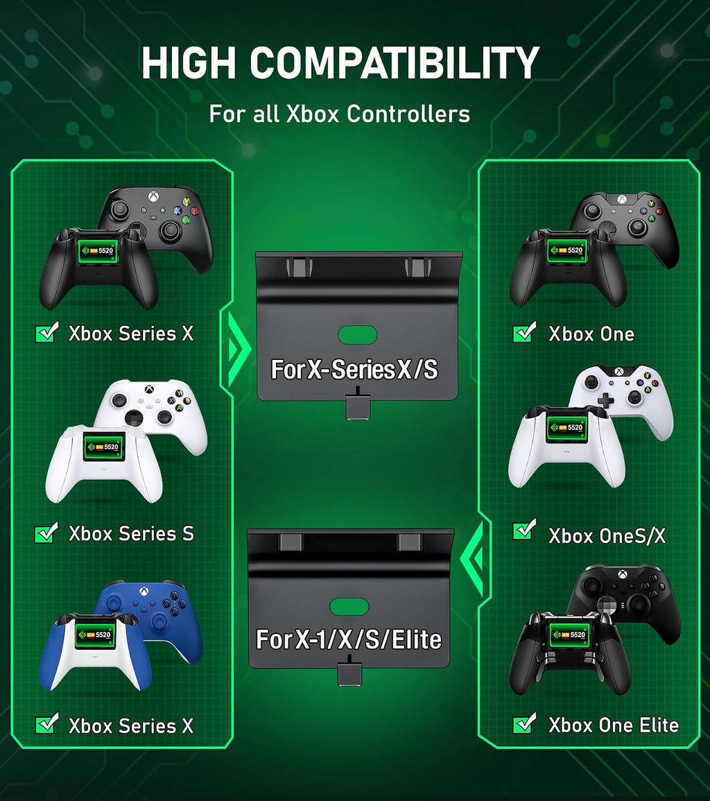 NinABXY Xbox Controller Charging Dock – 2 Colors & 2 Battery Packs