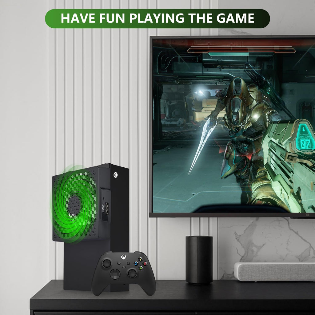 G-STORY Cooling Fan for Xbox Series S with Automatic Fan Speed Adjustable by Temperature, LED Display, High Performance Cooling, Low Noise, 3 Speed 1500/1750/2000RPM (140MM) with RGB LED (White) - Flex Gamingproduct_type