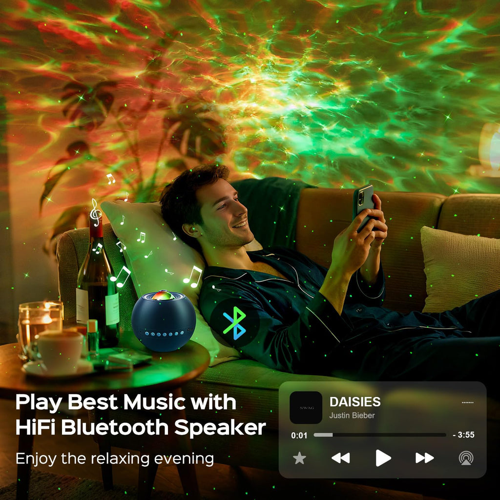 One Fire 360 Game Lights Galaxy Projector Gaming Accessories Gaming Room Decor Green Star Bluetooth Speaker+15 White Noise Man Cave Accessories Cool Gifts for Men Birthday Gift Cool Stuff for Teen Boy - Flex Gamingproduct_type