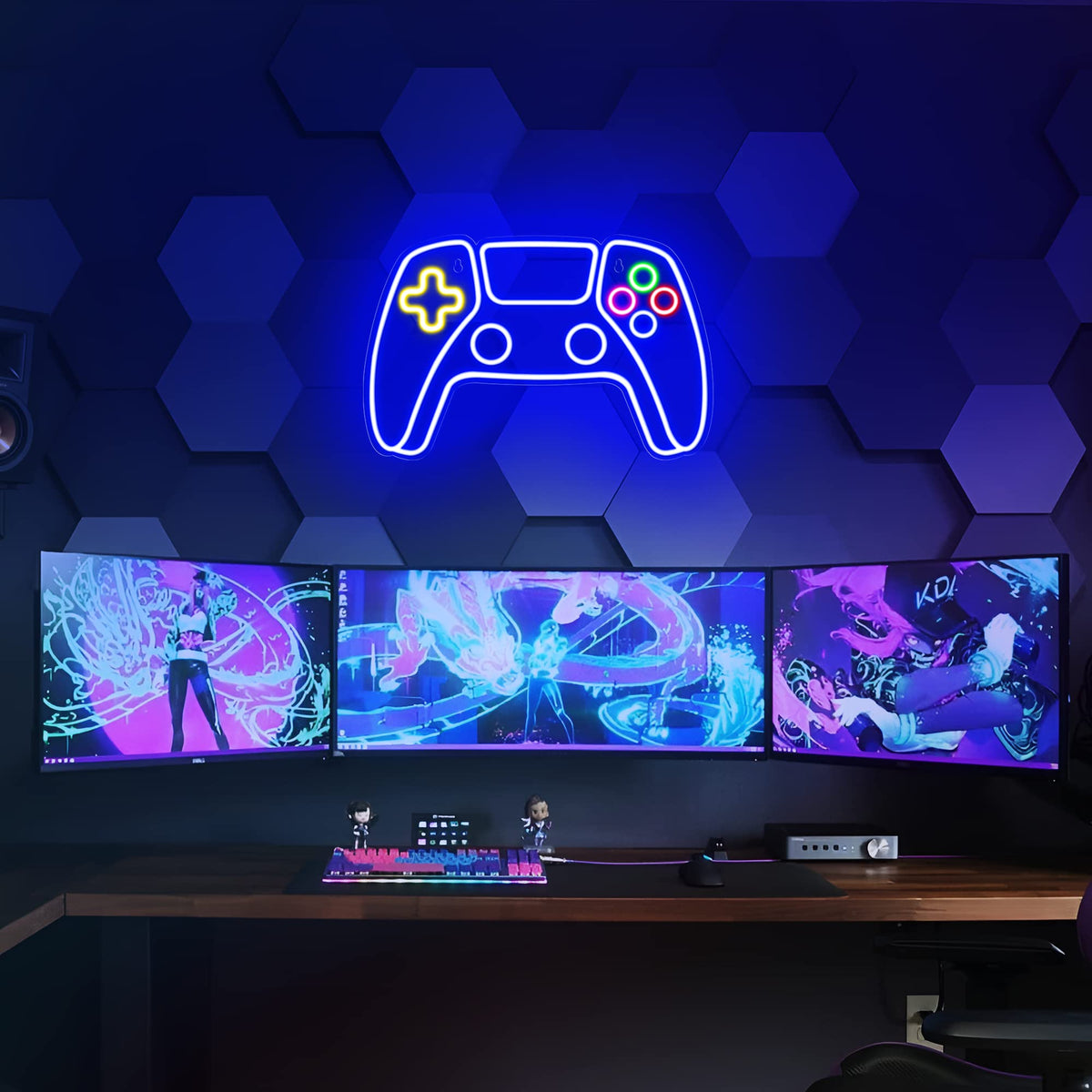 Kavaas Gamer Neon Sign, UV Printed Gaming Neon Sign for Gamer Room Decor - LED Video Game Neon Lights for Bedroom Boys, Gaming Wall decor - Best Gamer Gifts for Teenage Boys, Christmas - Flex Gamingproduct_type