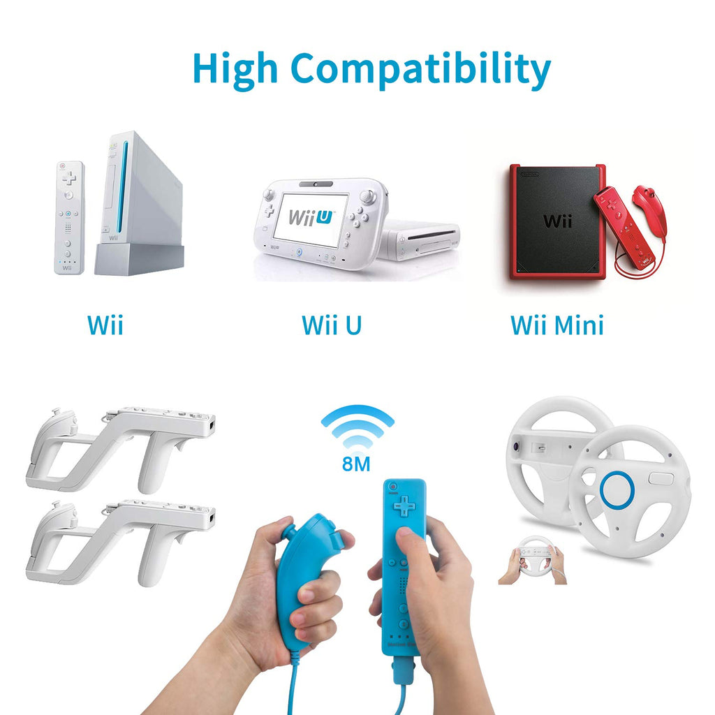 Motion Plus Wii Controllers 2Packs with Nunchucks, Wii Remote Controllers Compatible for wii and Wii U with Built in Motion Plus - Flex Gamingproduct_type