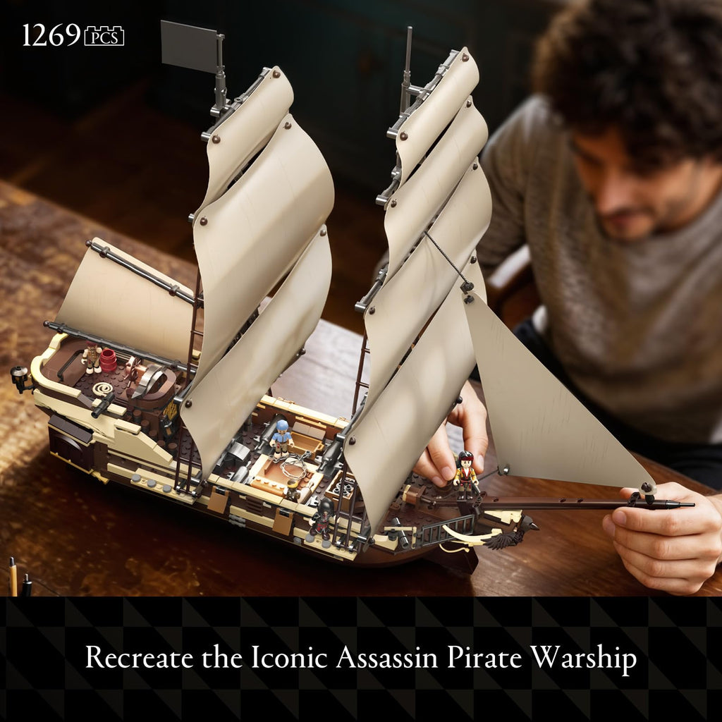 Wise Block Assassin's Creed Black Flag – Jackdaw Pirate Ship Building Set – 2 Sizes