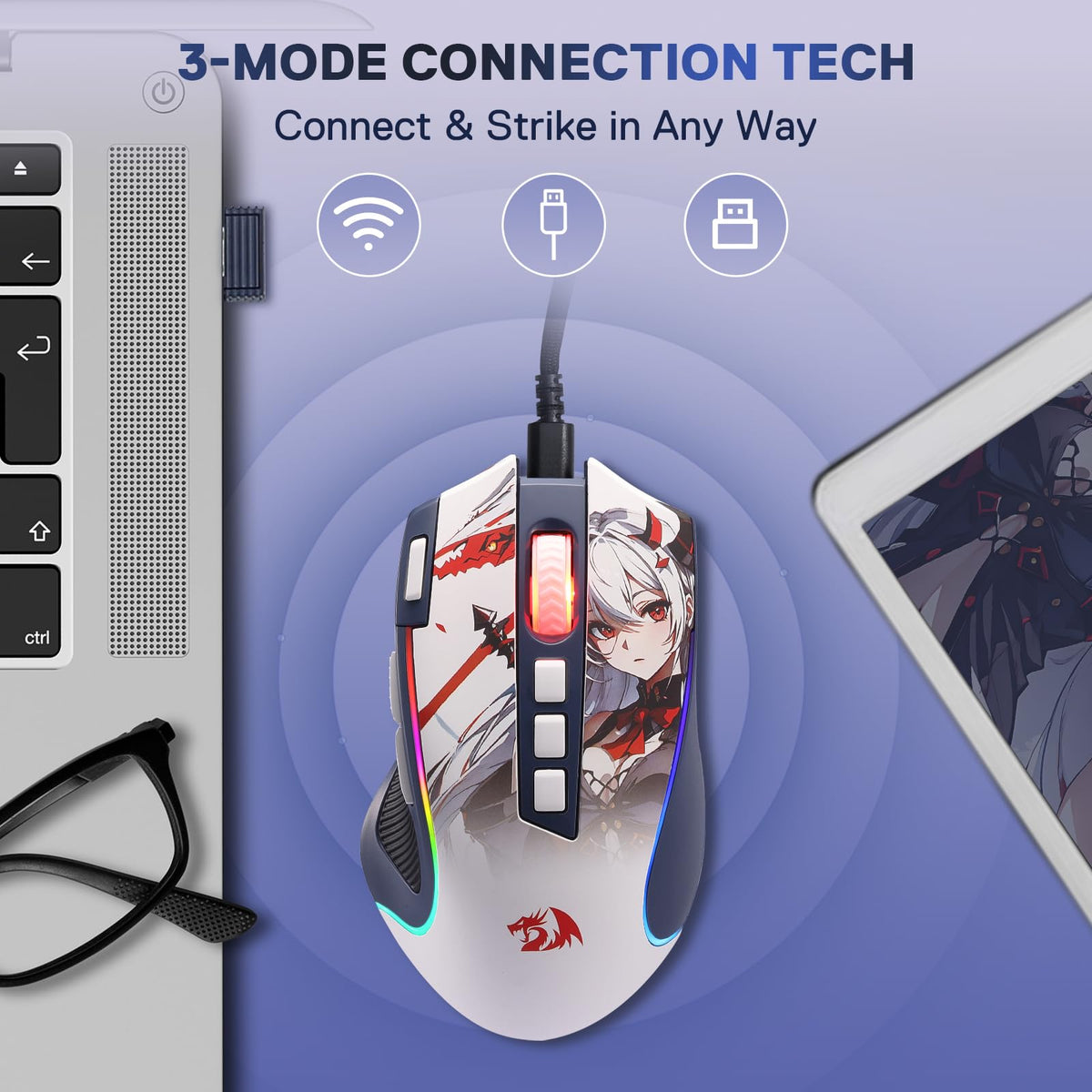 Redragon M612 Predator RGB Gaming Mouse, 8000 DPI Wired Optical Mouse with 11 Programmable Buttons & 5 Backlit Modes, Software Supports DIY Keybinds Rapid Fire Button - Flex Gamingproduct_type