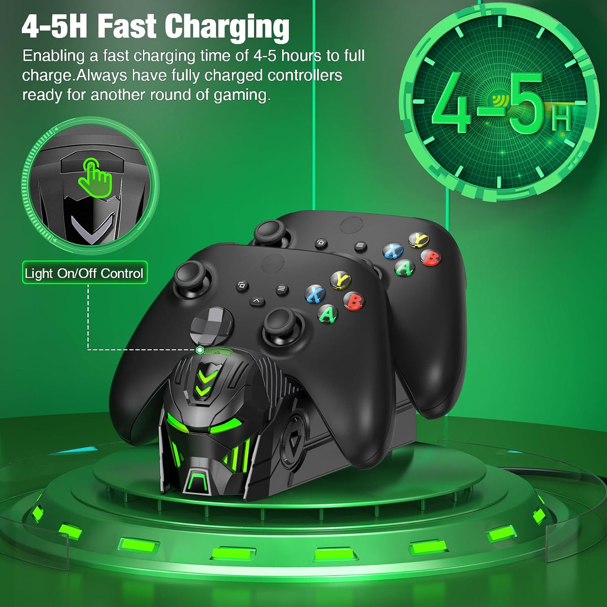 DINOSTRIKE Xbox Controller Charging Dock with 2 Batteries