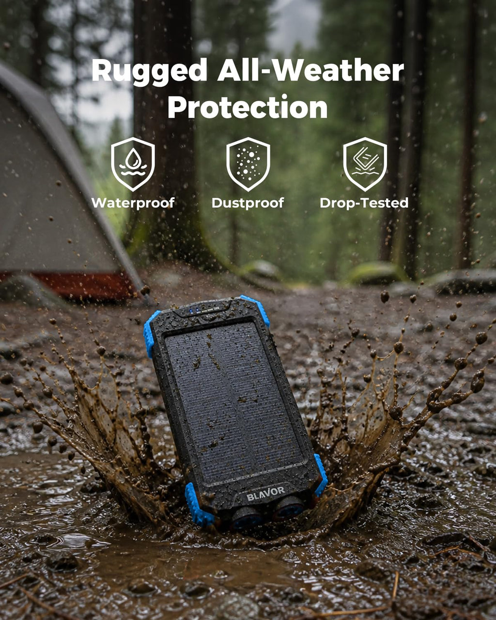 BLAVOR 10,000mAh Solar Power Bank – 5 Colors