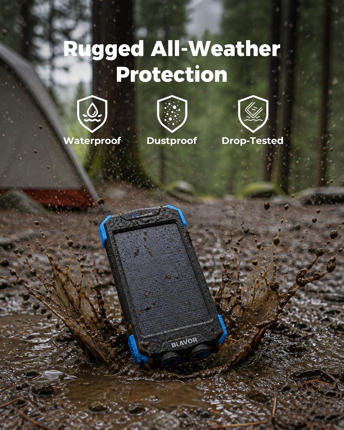 BLAVOR 10,000mAh Solar Power Bank – 5 Colors