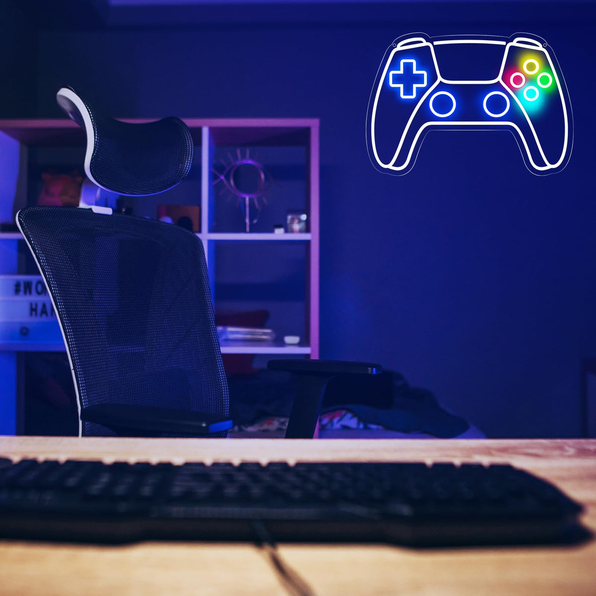 Gamer Neon Sign, Gamepad Shaped LED Neon Sign for Gamer Room Decor, Gaming Neon Sign for Boys Room Decor, Neon Gaming Sign for Gaming Wall Decor, USB Powered Gamer Gifts for Teens, Boys, Kids - Flex Gamingproduct_type
