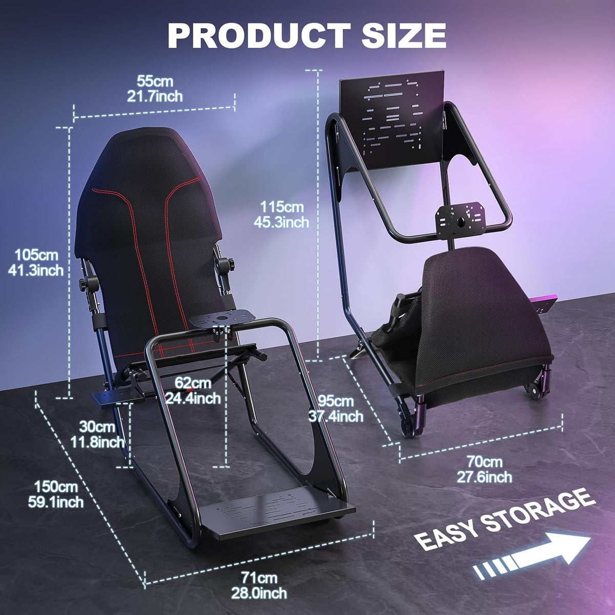 DIWANGUS Racing Simulator Cockpit - Multi Angle Adjustable Pedal & Wheel Panel Breathable Mesh Foam Seat for Sim Racing Cockpit Compatible with Logitech, Thrustmaster, Fanatec, Moza- Ergonomic GT - Flex Gamingproduct_type