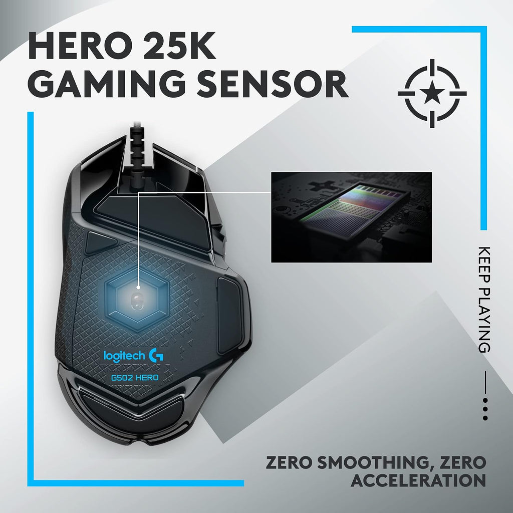Logitech G502 HERO Gaming Mouse – Wired & Wireless