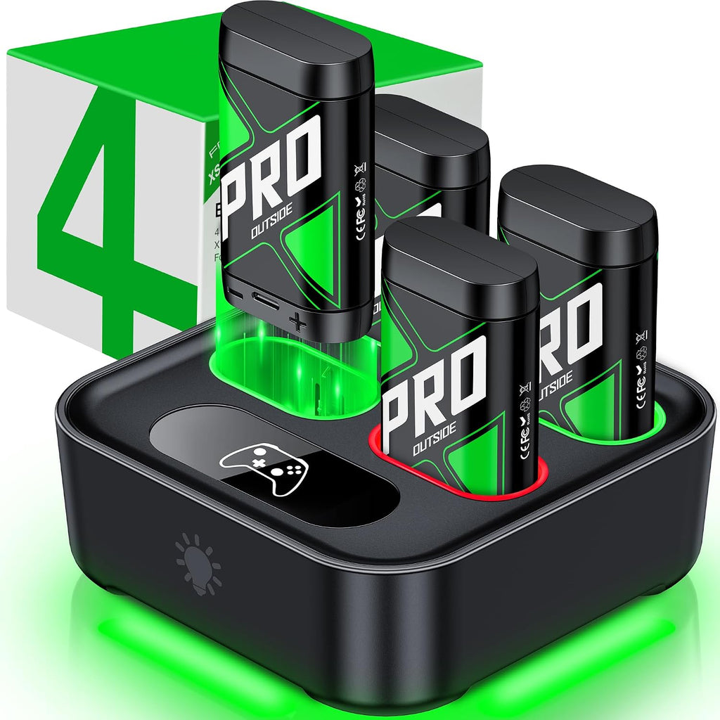 DINOSTRIKE Xbox Controller Battery Charger with 4 Packs