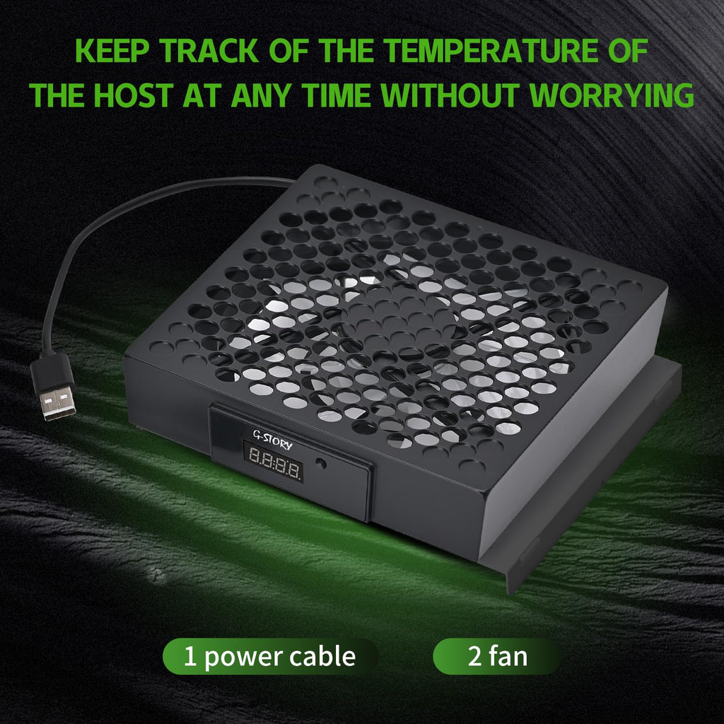 G-STORY Cooling Fan for Xbox Series S with Automatic Fan Speed Adjustable by Temperature, LED Display, High Performance Cooling, Low Noise, 3 Speed 1500/1750/2000RPM (140MM) with RGB LED (White) - Flex Gamingproduct_type