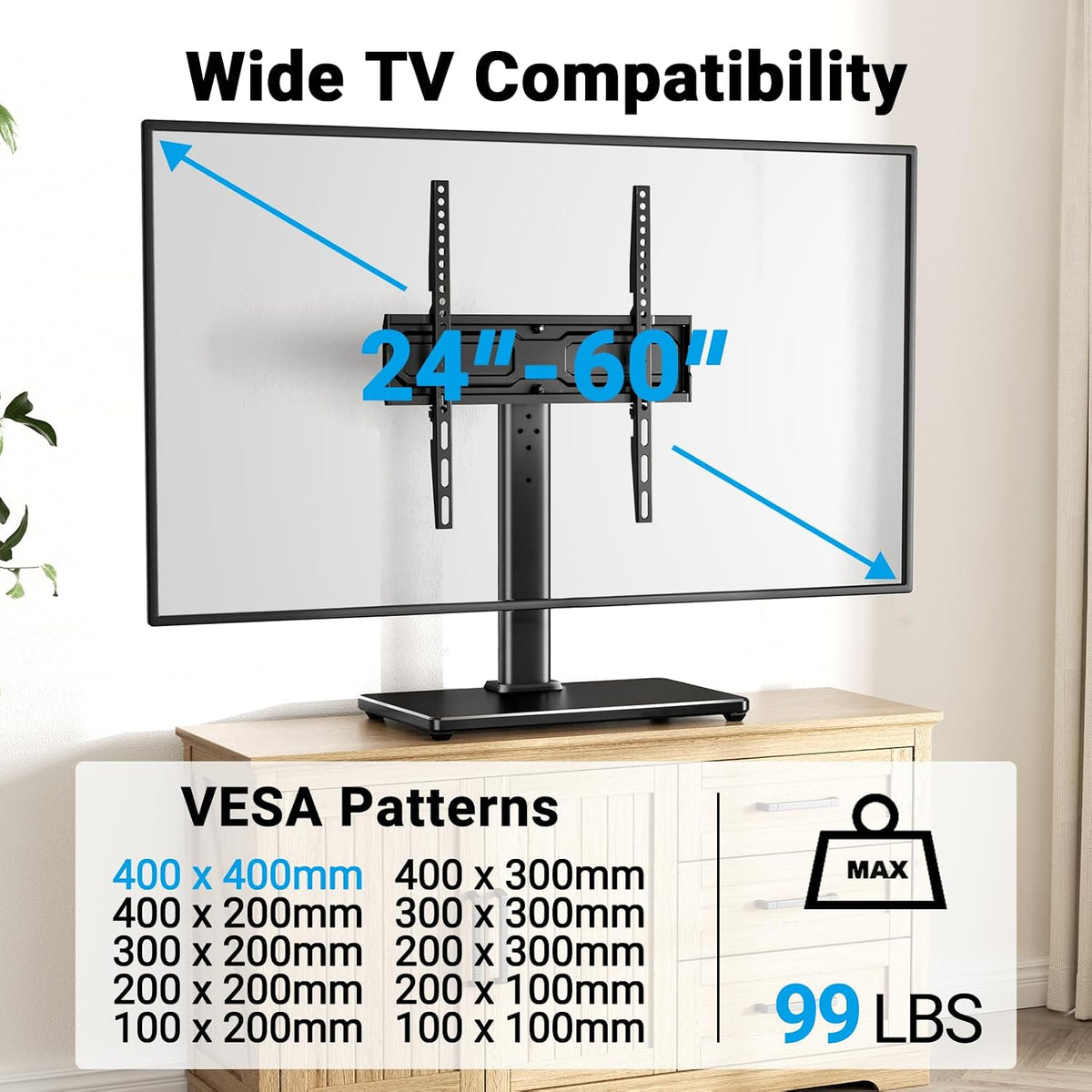 PERLESMITH Universal Swivel TV Stand – 4 Size & Pack Options