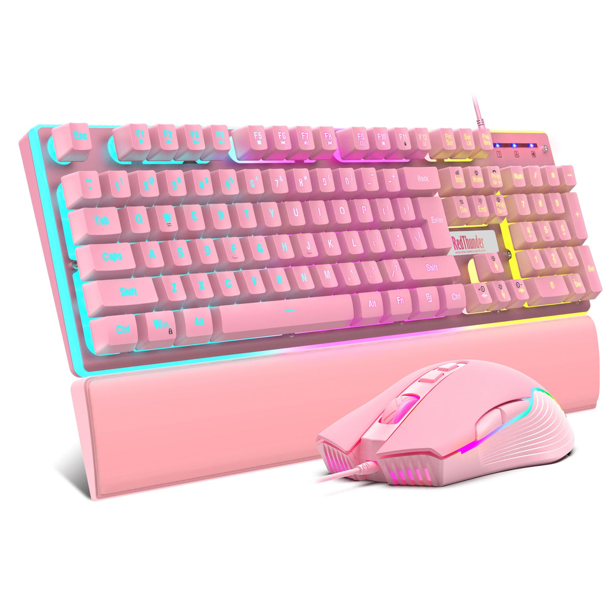RedThunder K10 Wired Gaming Keyboard and Mouse and Wrist Rest Combo, RGB Backlit, Mechanical Feel Anti-ghosting Keyboard + 7D 7200 DPI Mice+Soft Leather Wrist Rest 3 in 1 PC Gamer Accessories(Black) - Flex Gamingproduct_type