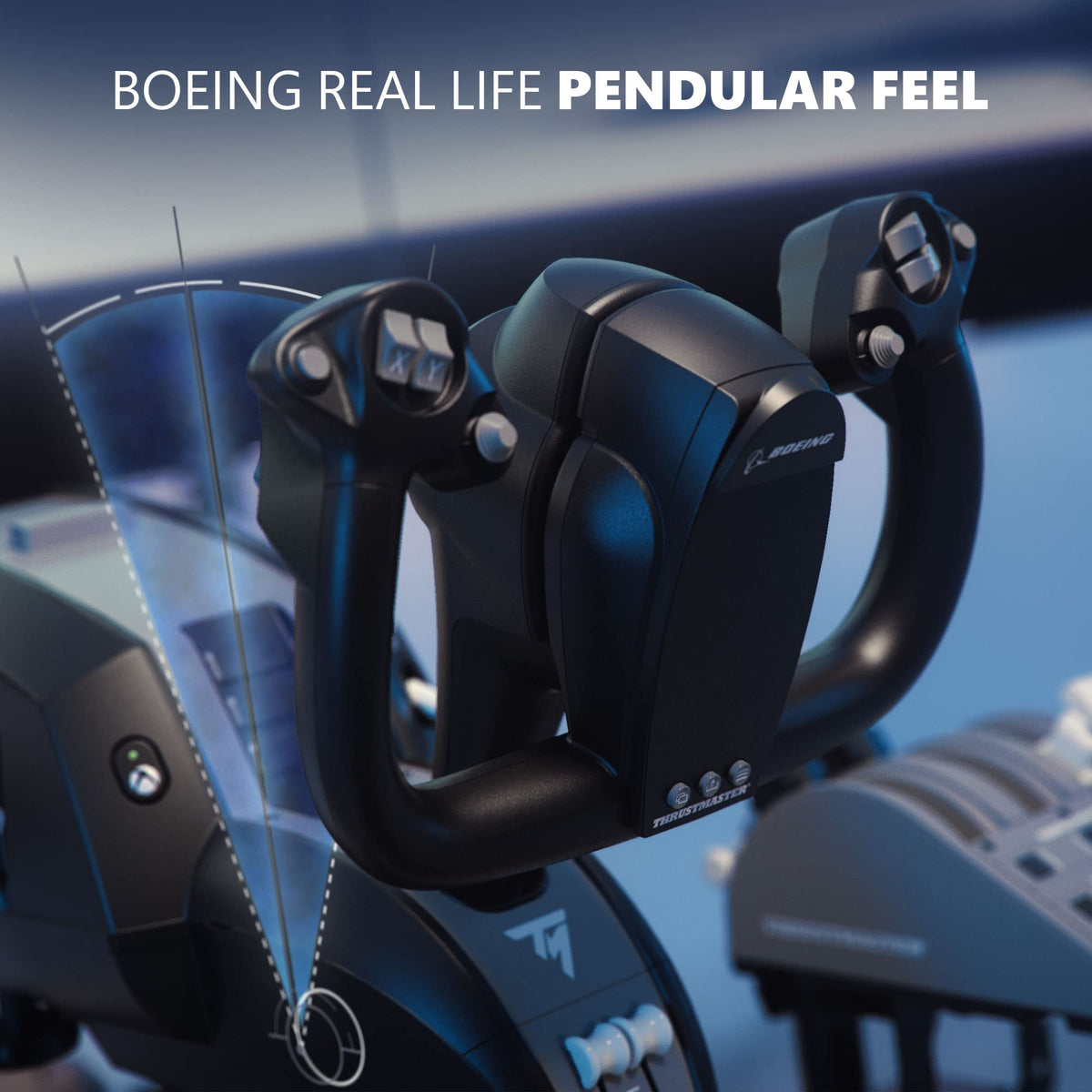 Thrustmaster TCA Yoke Boeing Edition Flight Sim Controller - XBOX & PC | 787 Dreamliner 1:1 replica, pendular motion, 8.3-in travel, all-metal build, 18 action buttons, adjustable spring tension - Flex Gamingproduct_type