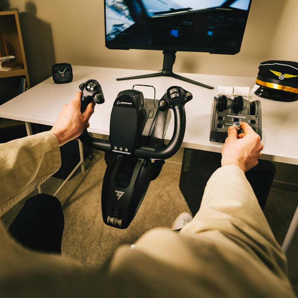 Thrustmaster TCA Yoke Boeing Edition Flight Sim Controller - XBOX & PC | 787 Dreamliner 1:1 replica, pendular motion, 8.3-in travel, all-metal build, 18 action buttons, adjustable spring tension - Flex Gamingproduct_type