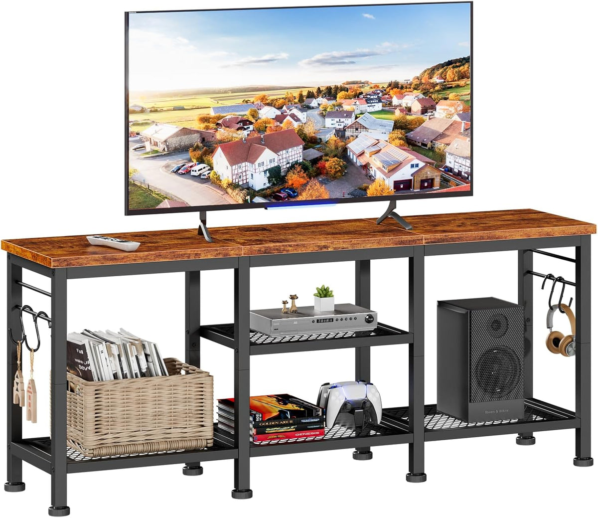 Furologee Open-Shelf TV Stand – 5 Size & Color Options