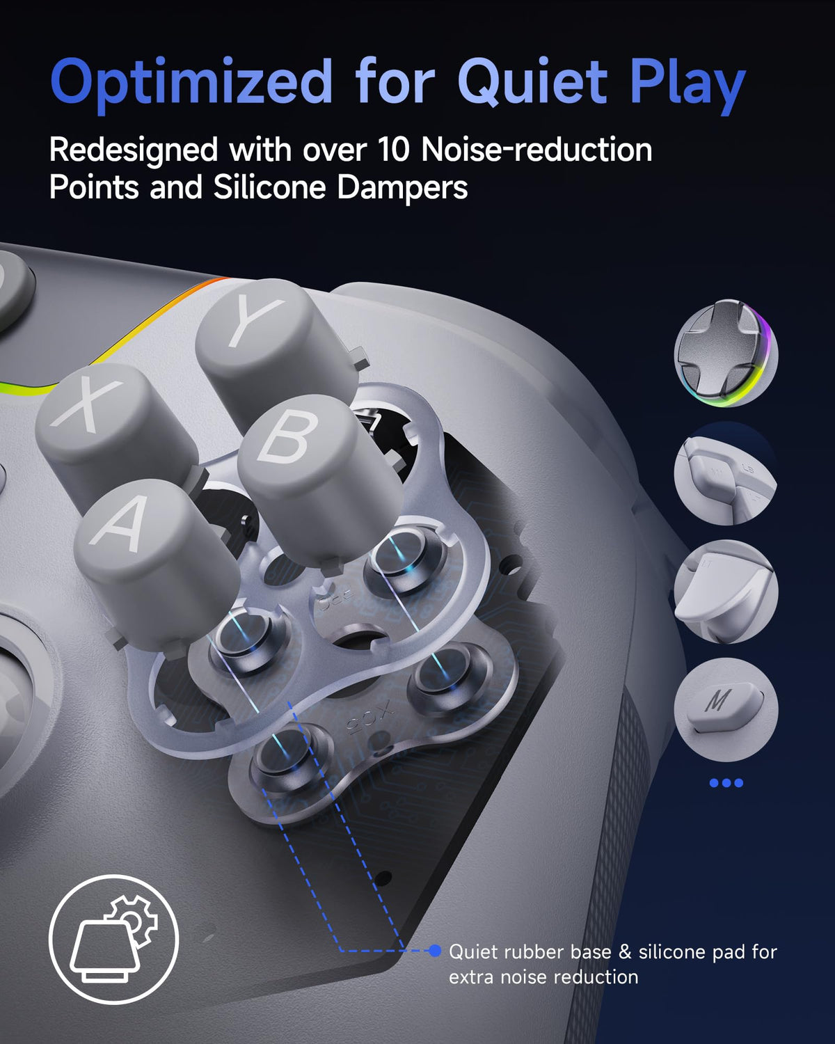 EasySMX X05Pro Wireless PC Gaming Controller with Smart Charging Dock – Full Quiet Buttons, Dual-Stage Linear Triggers, 8-Way D-Pad, Programmable Buttons, Hall Effect Joysticks, 1000mAh Long Battery Life, 1000Hz Polling Rate, Compatible with PC/Switch/And - Flex Gamingproduct_type