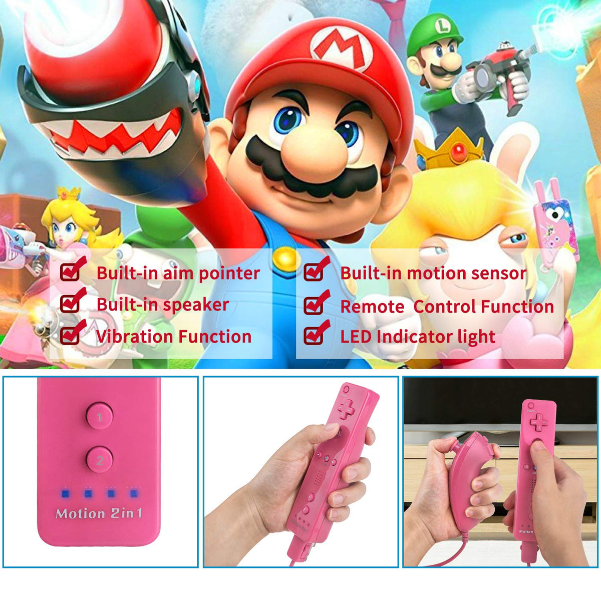 Motion Plus Wii Controllers 2Packs with Nunchucks, Wii Remote Controllers Compatible for wii and Wii U with Built in Motion Plus - Flex Gamingproduct_type