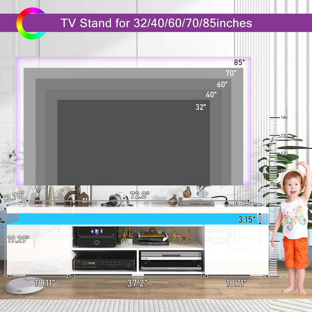 Hlivelood LED TV Stand with Storage & RGB Lights – 13 Options
