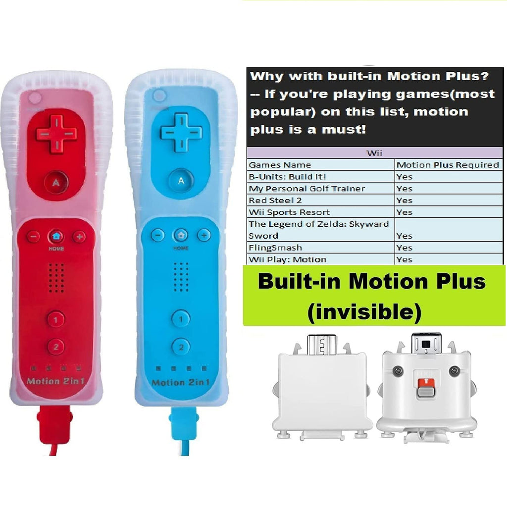 Motion Plus Wii Controllers 2Packs with Nunchucks, Wii Remote Controllers Compatible for wii and Wii U with Built in Motion Plus - Flex Gamingproduct_type