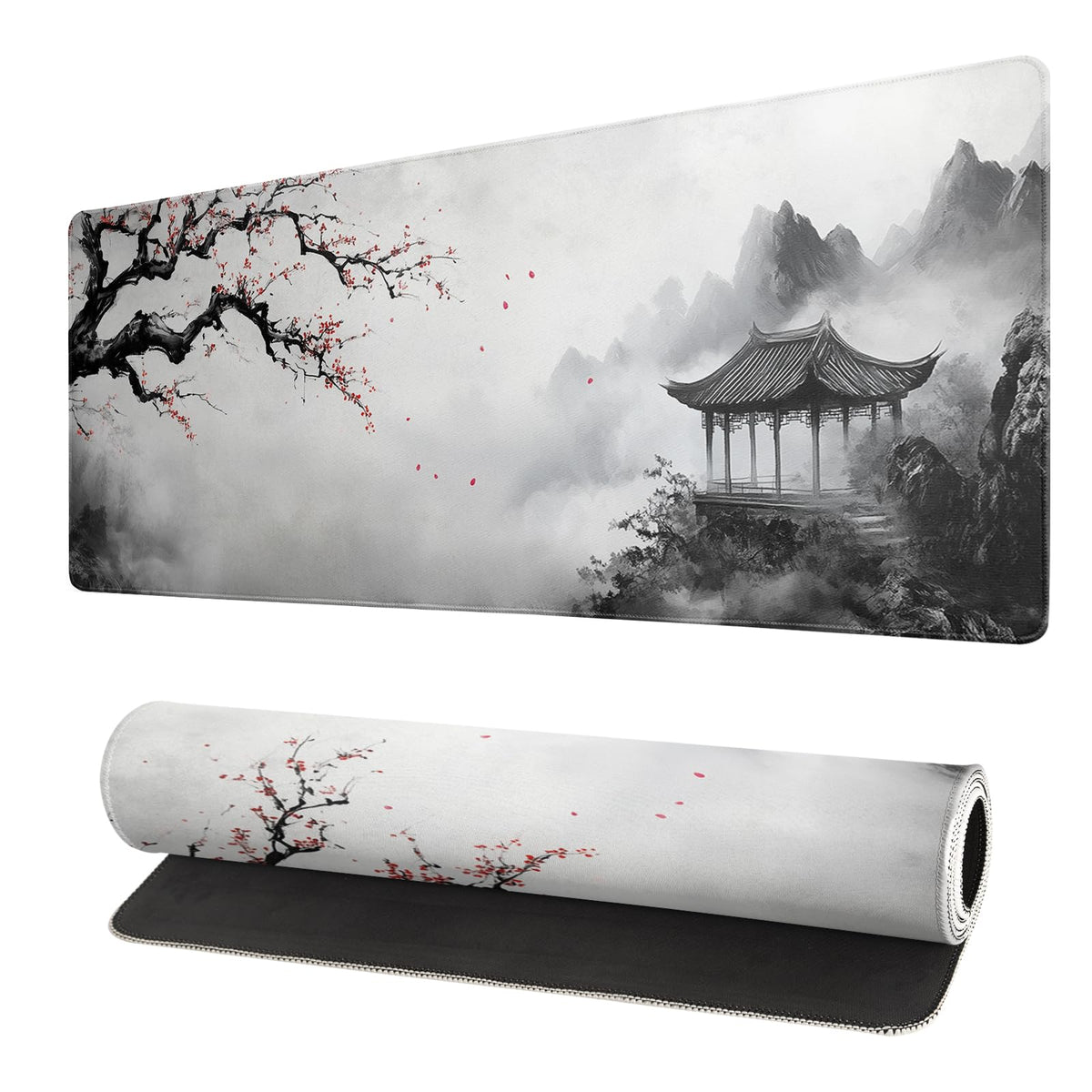 White Ukiyo-e Style Sports Car Large Gaming Mouse Pad Desktop Mat 31.5x11.8 Inch - Non-Slip Rubber Base - for Gamers - Perfect for Gamers & PC Enthusiasts - Flex Gamingproduct_type