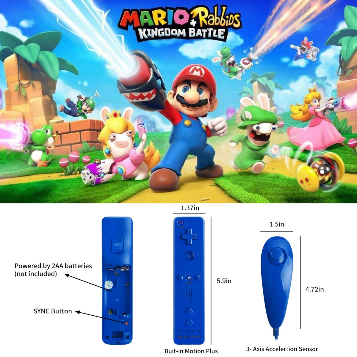 Motion Plus Wii Controllers 2Packs with Nunchucks, Wii Remote Controllers Compatible for wii and Wii U with Built in Motion Plus - Flex Gamingproduct_type