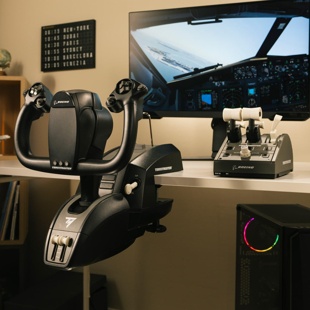 Thrustmaster TCA Yoke Boeing Edition Flight Sim Controller - XBOX & PC | 787 Dreamliner 1:1 replica, pendular motion, 8.3-in travel, all-metal build, 18 action buttons, adjustable spring tension - Flex Gamingproduct_type