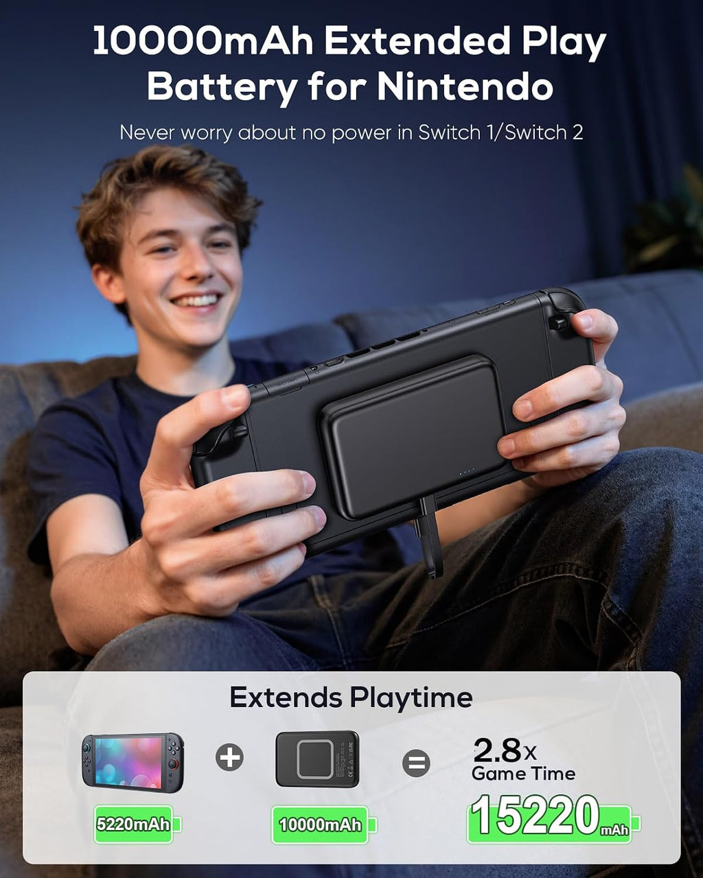 YUANHOT Magnetic Battery Pack for Nintendo Switch 2 – Black