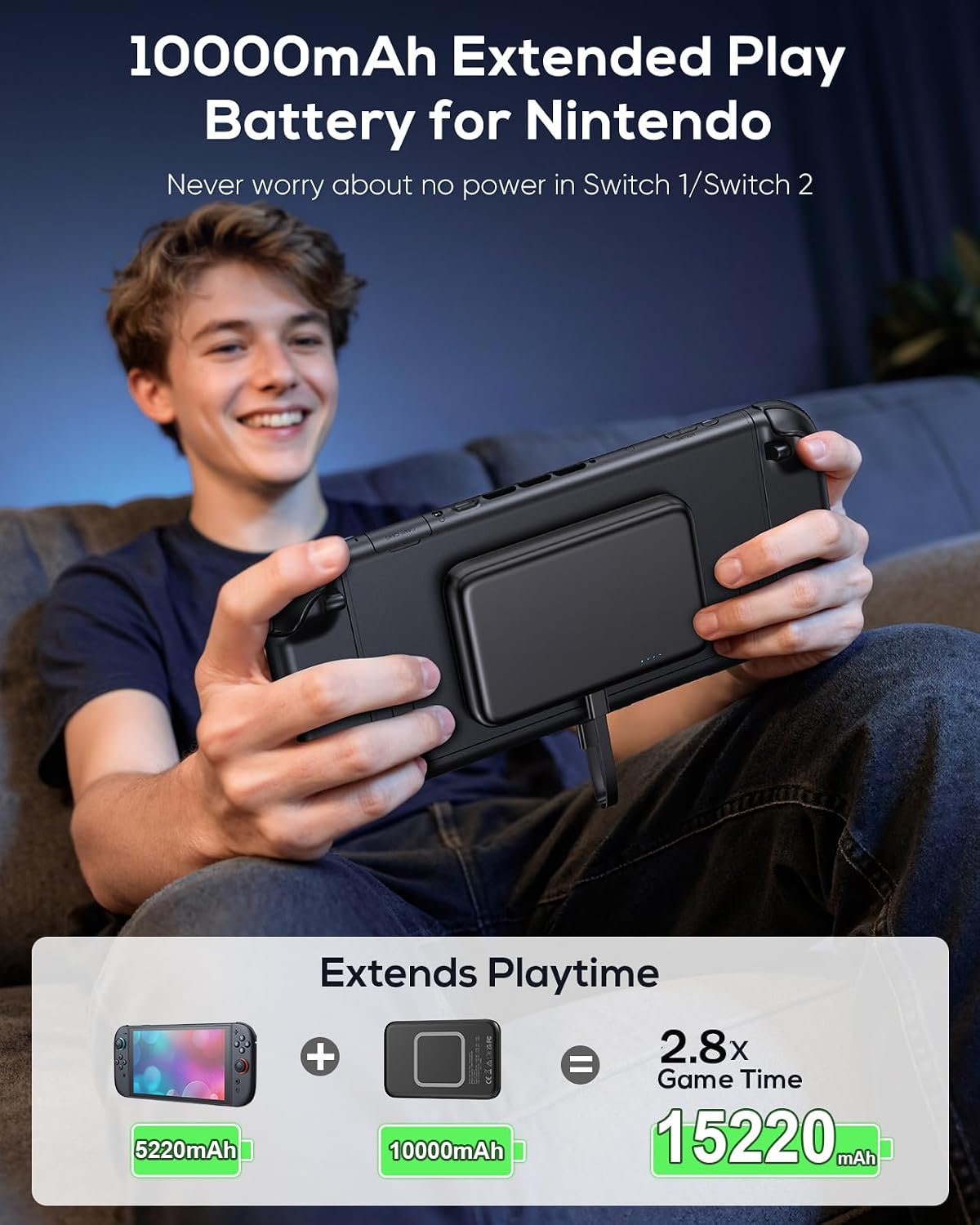 YUANHOT Magnetic Battery Pack for Nintendo Switch 2 – Black