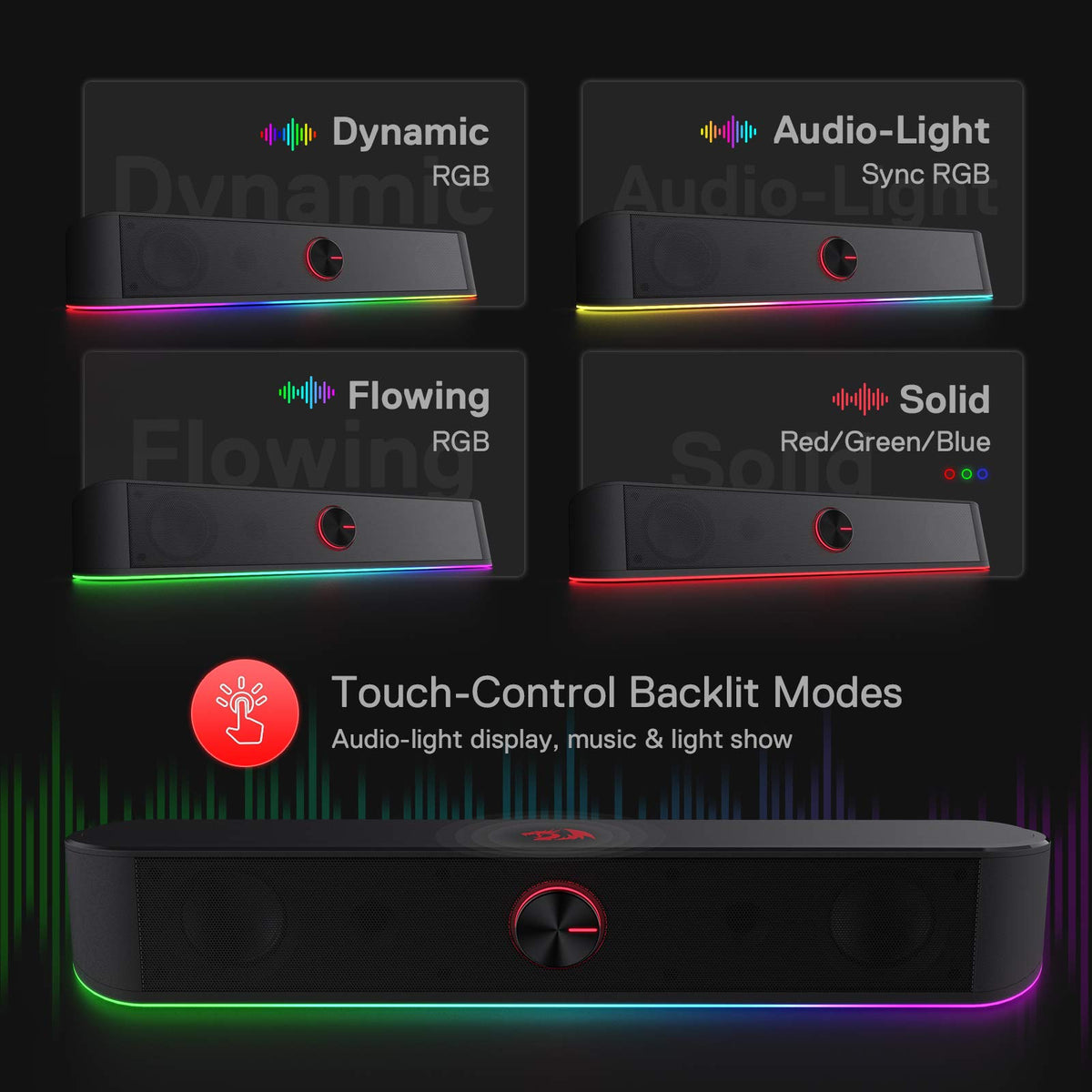 Redragon GS560 RGB Desktop Soundbar – 3 Colors