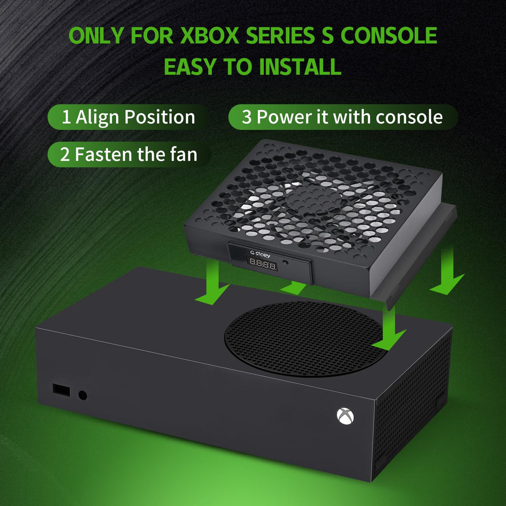 G-STORY Cooling Fan for Xbox Series S with Automatic Fan Speed Adjustable by Temperature, LED Display, High Performance Cooling, Low Noise, 3 Speed 1500/1750/2000RPM (140MM) with RGB LED (White) - Flex Gamingproduct_type