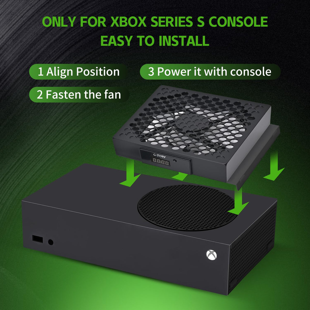 G-STORY Cooling Fan for Xbox Series S with Automatic Fan Speed Adjustable by Temperature, LED Display, High Performance Cooling, Low Noise, 3 Speed 1500/1750/2000RPM (140MM) with RGB LED (White) - Flex Gamingproduct_type