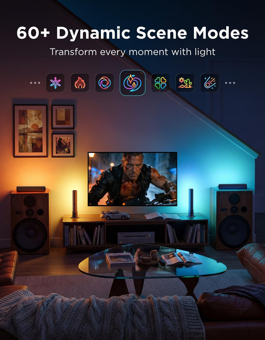 Govee Smart LED Light Bars, Work with Alexa and Google Assistant, RGBICWW WiFi TV Backlights with Scene and Music Modes for Gaming, PC, Living Room Decoration, Black - Flex Gamingproduct_type