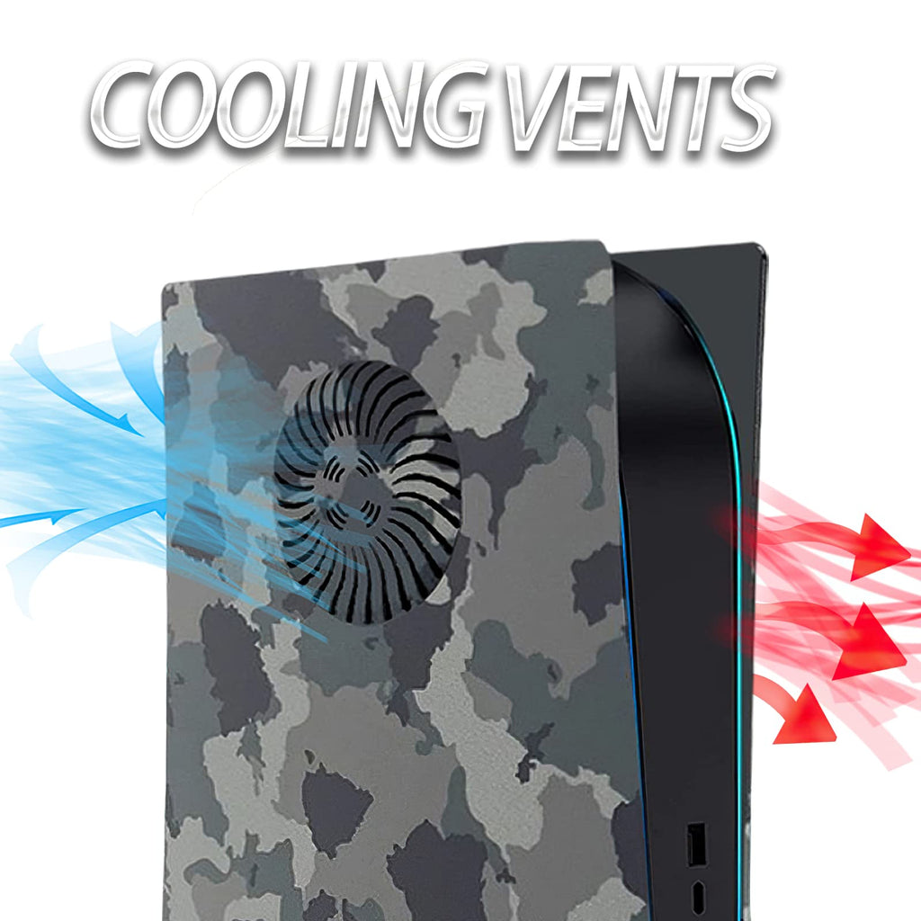 Digital Edition Faceplate Cover Shell with Cooling Vents for PS5 Console Face Plate, Accessories Compatible with PlayStation 5 Protective Replacement Panels (Gray Camouflage) - Flex Gamingproduct_type