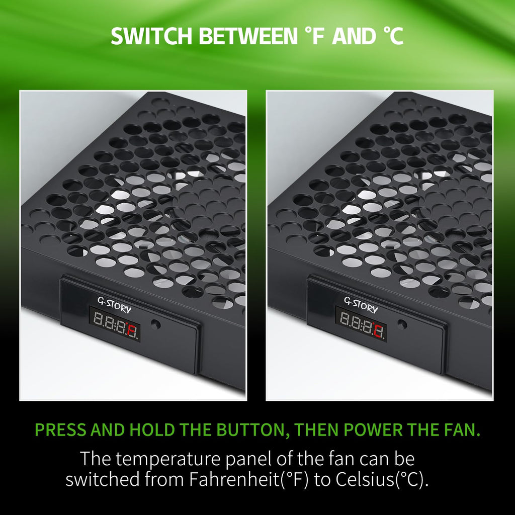 G-STORY Cooling Fan for Xbox Series S with Automatic Fan Speed Adjustable by Temperature, LED Display, High Performance Cooling, Low Noise, 3 Speed 1500/1750/2000RPM (140MM) with RGB LED (White) - Flex Gamingproduct_type