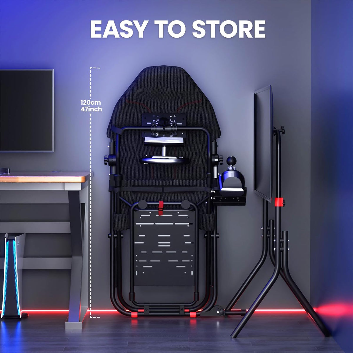 DIWANGUS Racing Simulator Cockpit with TV Stand, Foldable Racing Wheel Stand with TV Mount and Seat, Sim Racing Cockpit Compatible with Logitech G29/920/923/27/25, Thrustmaster T248/X/T300RS/T150/458/TX for Xbox PS4 PS5 - Flex Gamingproduct_type