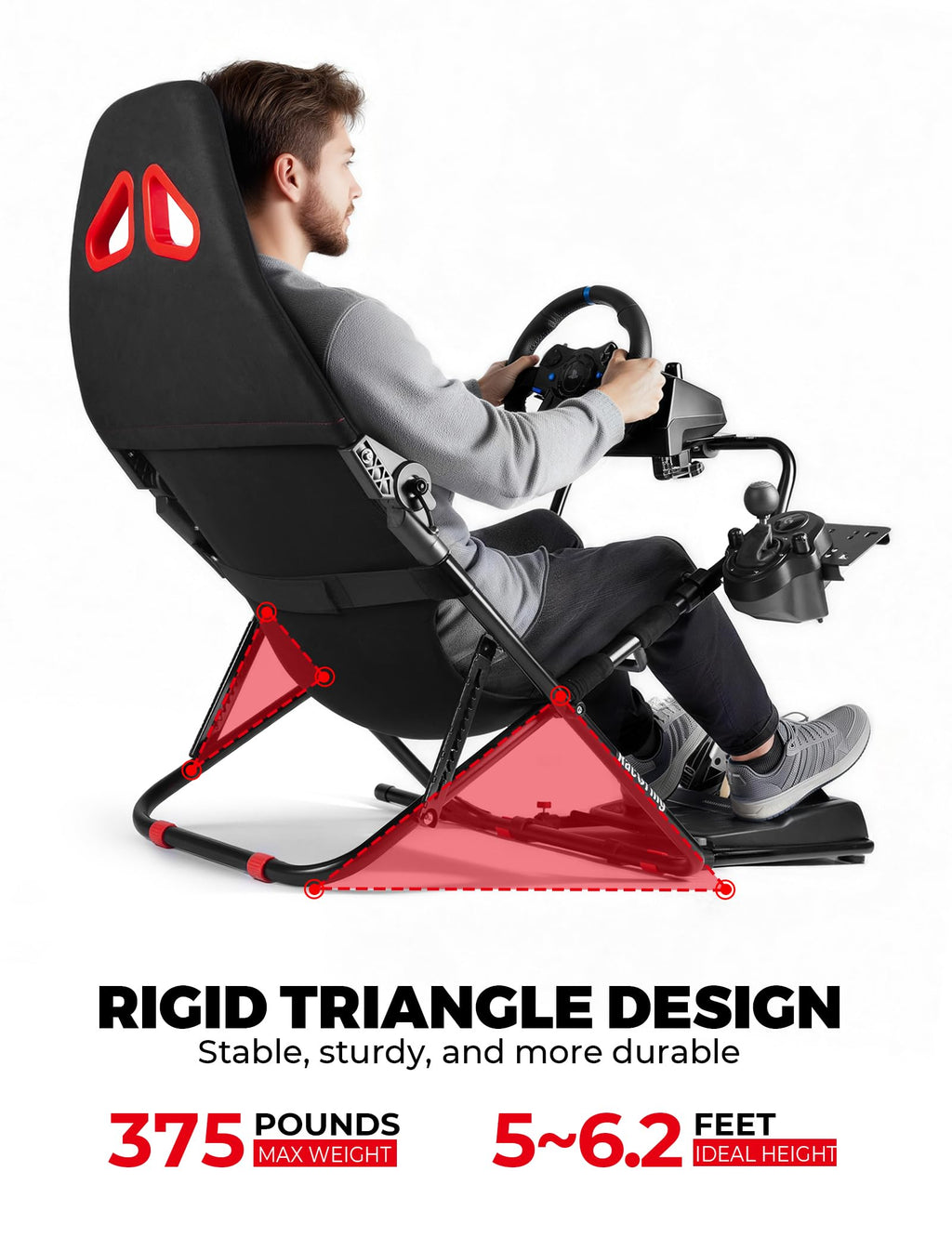 RACGTING Racing Simulator Cockpit for G920 G29 G923, Foldable Racing Simulator for Thrustmaster T248X T248 T300 T150 458 TX PS5 PS4 PC (Black) - Flex Gamingproduct_type