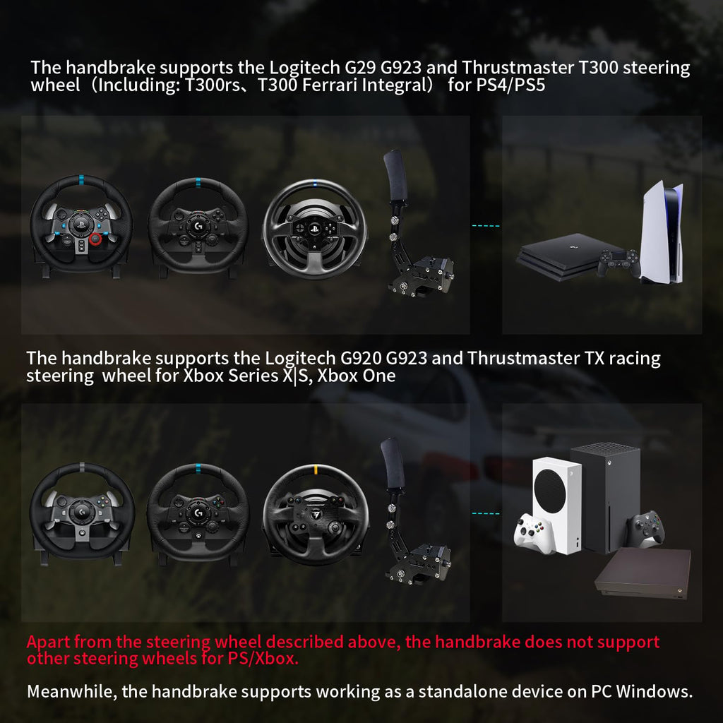 HCXLELD Sim Racing Handbrake, G29 G923 T300 Racing Wheel Compatible with PS4/PS5, G920 G923 TX Racing Wheel Compatible with XBOX Series X/S, XBOX One, and included table clamp - Flex Gamingproduct_type