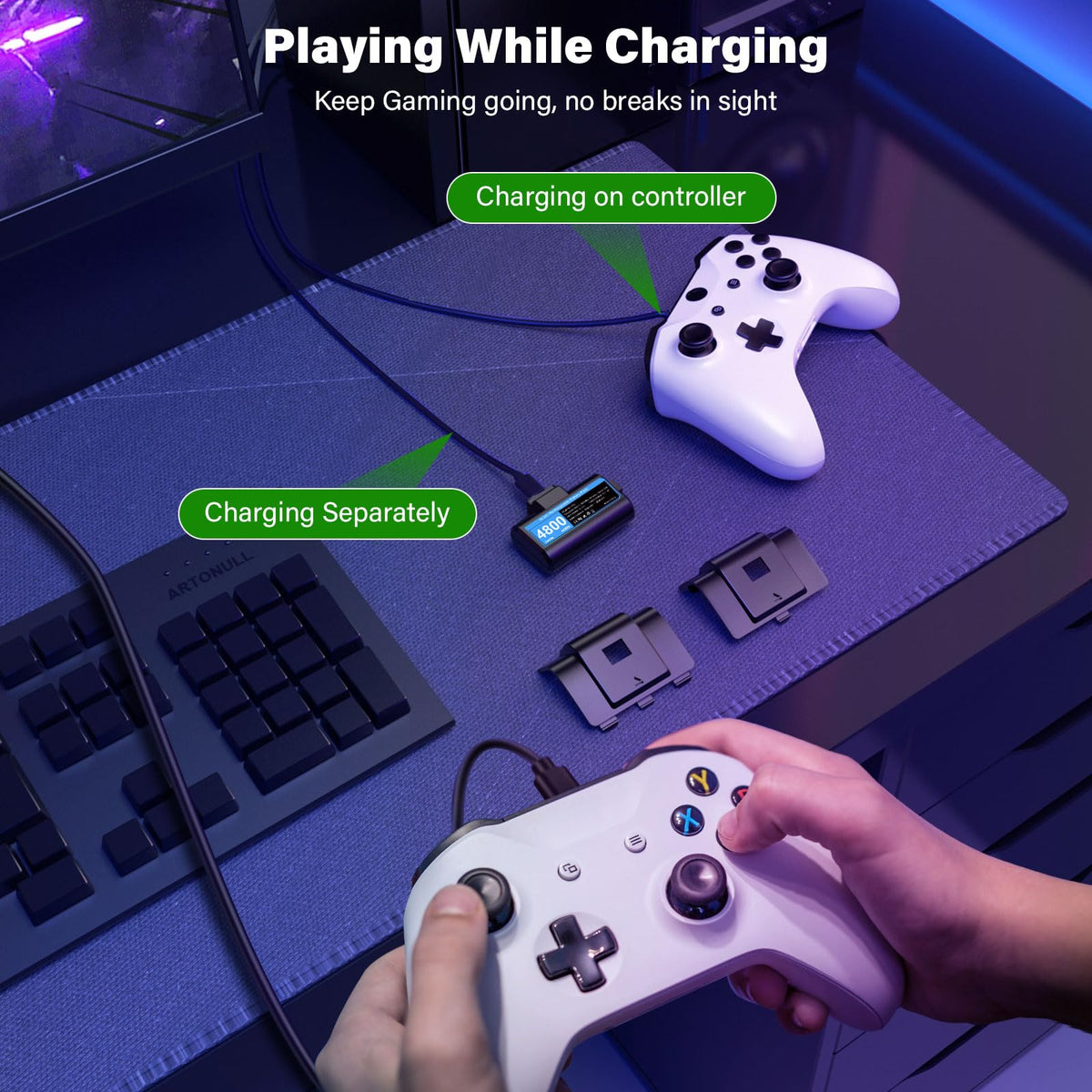 JAVRUNWOF Xbox Controller Battery Kit – 2 Colors