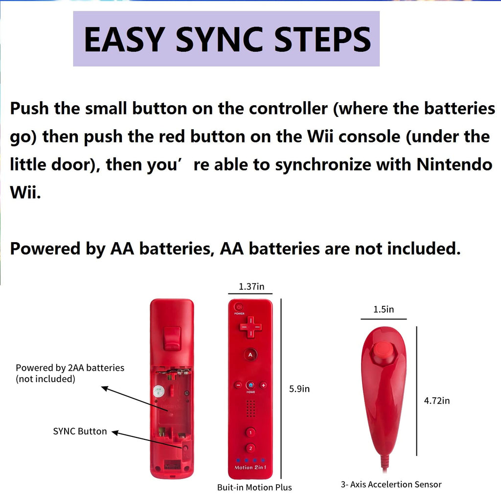 Motion Plus Wii Controllers 2Packs with Nunchucks, Wii Remote Controllers Compatible for wii and Wii U with Built in Motion Plus - Flex Gamingproduct_type