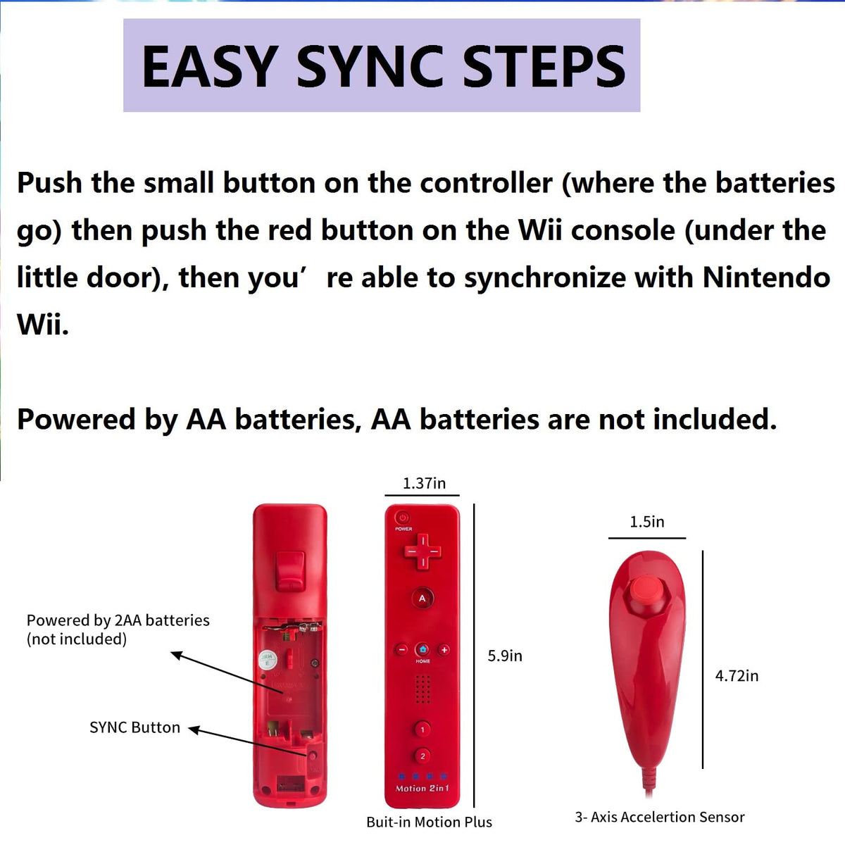 Motion Plus Wii Controllers 2Packs with Nunchucks, Wii Remote Controllers Compatible for wii and Wii U with Built in Motion Plus - Flex Gamingproduct_type