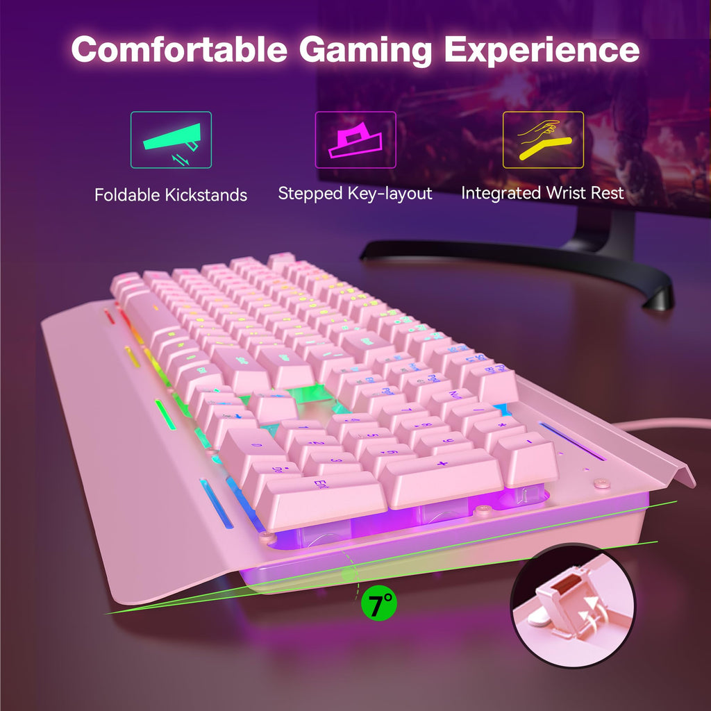 TECKNET Wired Gaming Keyboard, USB Wired Computer Keyboard, 15-Zone RGB Illumination, IP32 Water Resistance, 25 Anti-ghosting Keys, All-Metal Panel (Whisper Quiet Design) - Flex Gamingproduct_type