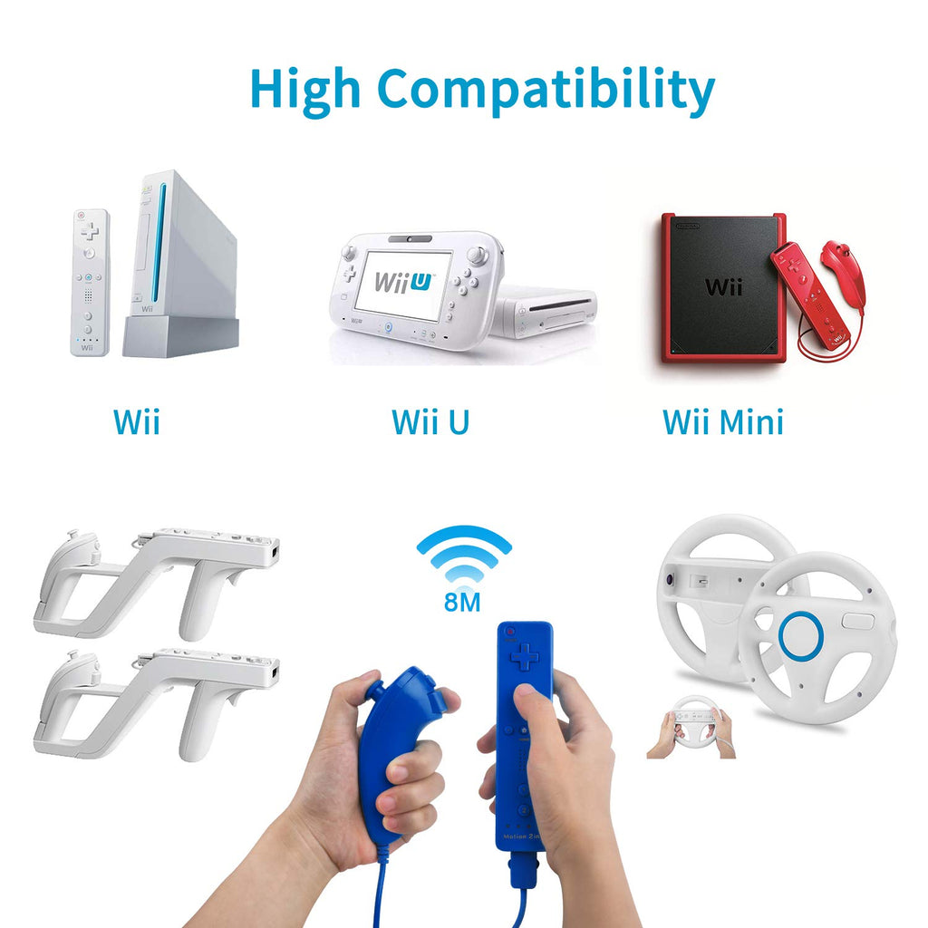 Motion Plus Wii Controllers 2Packs with Nunchucks, Wii Remote Controllers Compatible for wii and Wii U with Built in Motion Plus - Flex Gamingproduct_type