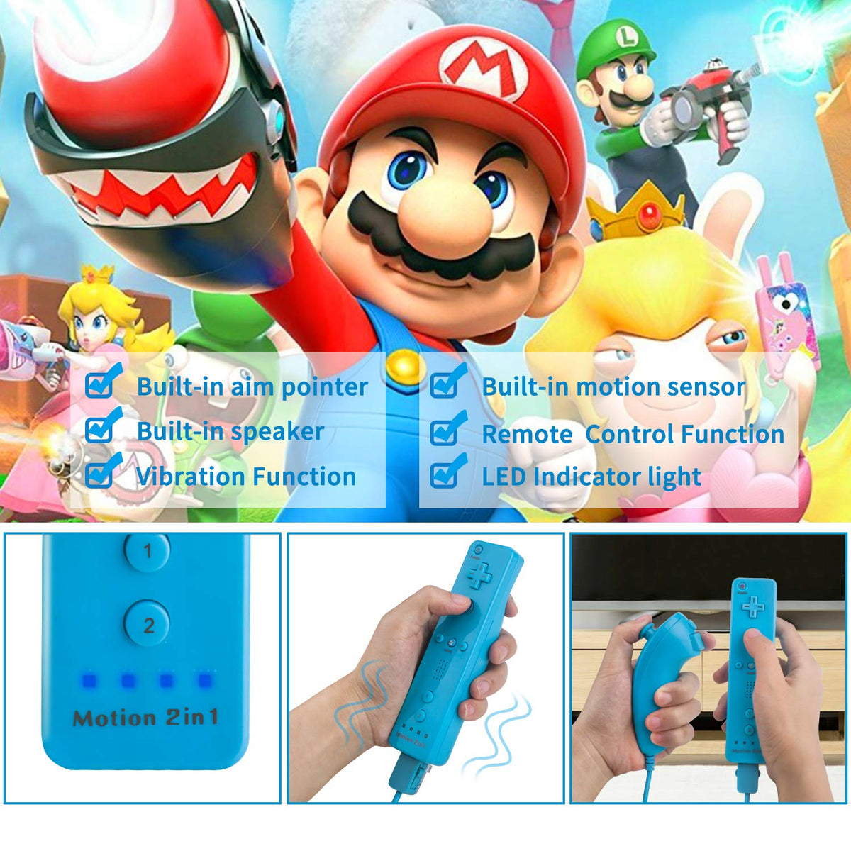 Motion Plus Wii Controllers 2Packs with Nunchucks, Wii Remote Controllers Compatible for wii and Wii U with Built in Motion Plus - Flex Gamingproduct_type